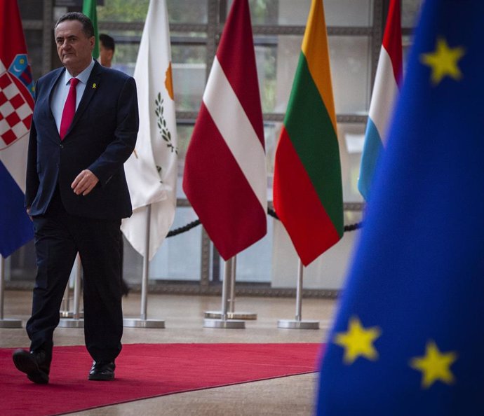 File - Israeli Foreign Minister Israel Katz arrives for a meeting in Brussels in January