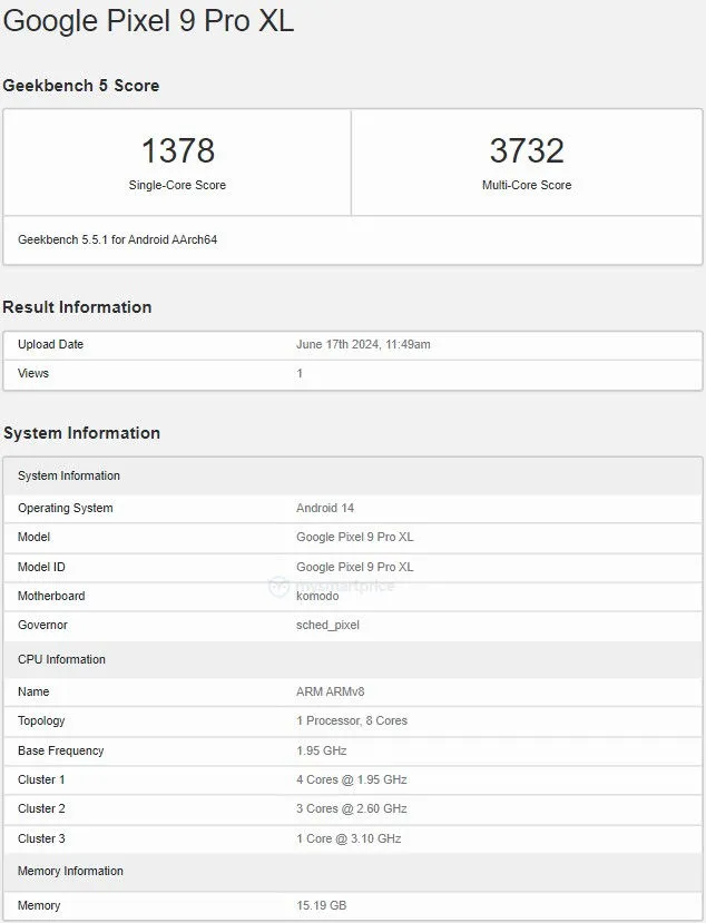 Geeknetic The Google Pixel 9 and Pixel 9 Pro XL appear in Geekbench with 8 and 16 GB of RAM respectively and the Tensor G4 1