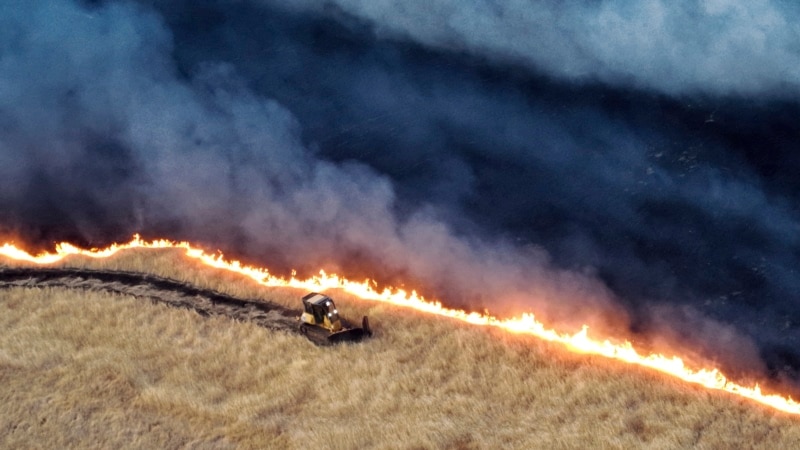 They fight wildfire in California fueled by wind east of San Francisco