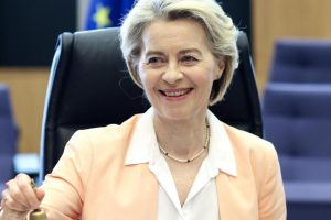 Commission President Ursula von der Leyen opens the weekly meeting of the College of Commissioners in Brussels.