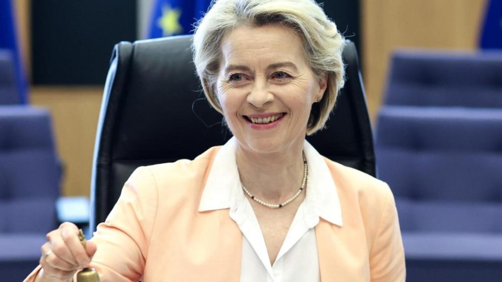 Commission President Ursula von der Leyen opens the weekly meeting of the College of Commissioners in Brussels.