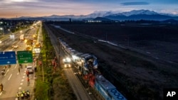 Police investigate the collision of two trains in San Bernardo, Santiago, Chile, on Thursday, June 20, 2024.