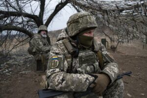 Soldiers of the 22nd Brigade, during Infantry training in the north of Donetsk.