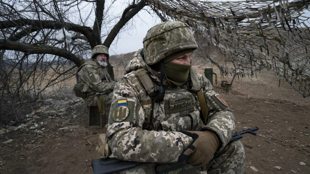 Soldiers of the 22nd Brigade, during Infantry training in the north of Donetsk.