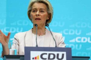 Ursula von der Leyen, during her press conference this Monday in Berlin