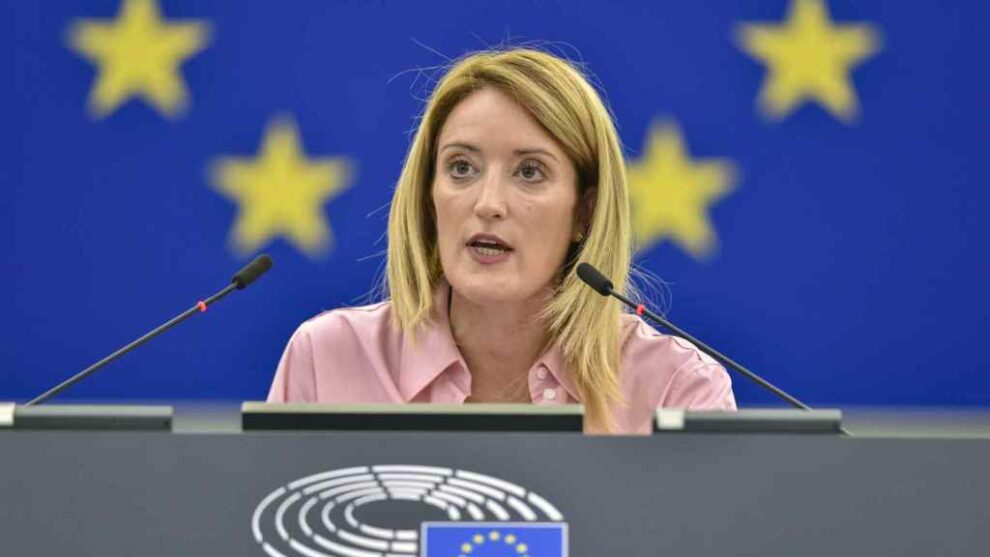 The president of the European Parliament and candidate for re-election, Roberta Metsola.