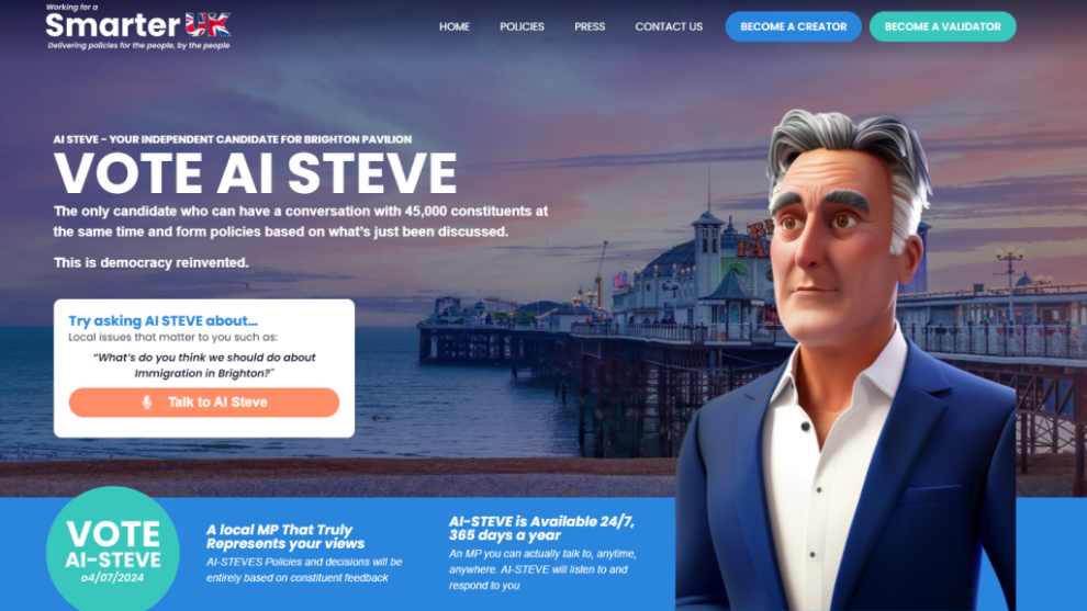 Screenshot of AI Steve's website