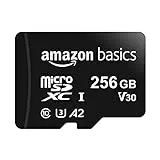 Amazon Basics - MicroSDXC, 256 GB, with SD Adapter, A2, U3, read speed up to 100 MB/s, Black