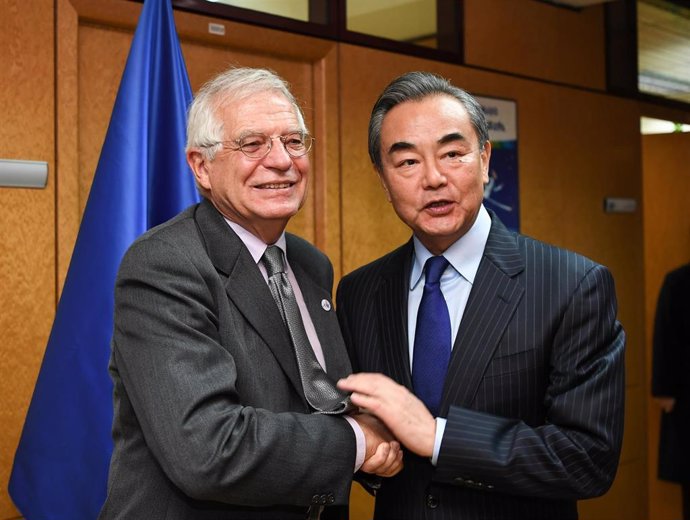 File - The High Representative of the European Union for Foreign Policy, Josep Borrell, with the Chinese Foreign Minister, Wang Yi