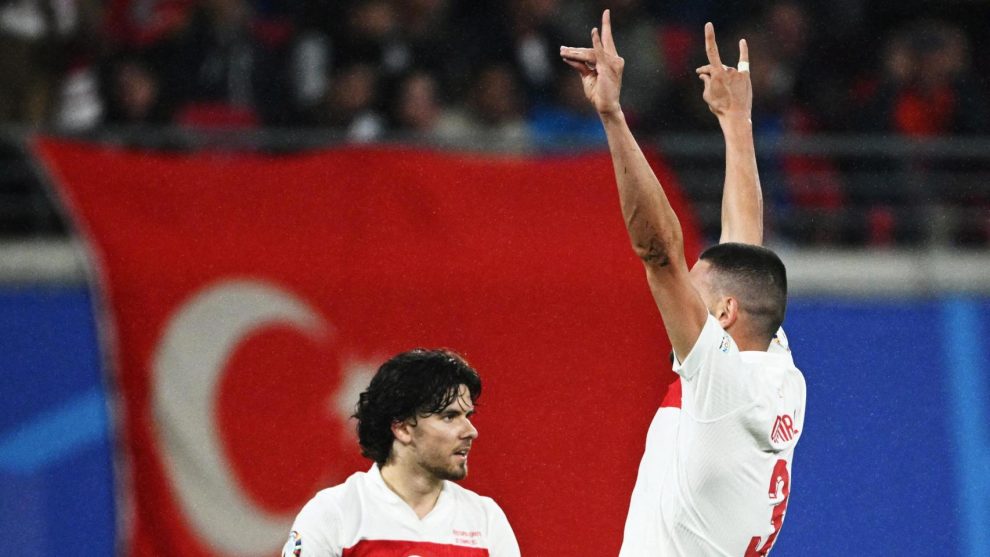 Another perspective of the controversial gesture made by Demiral in celebration of his second goal against Austria on Tuesday in the Euro 2019 round of 16 match.