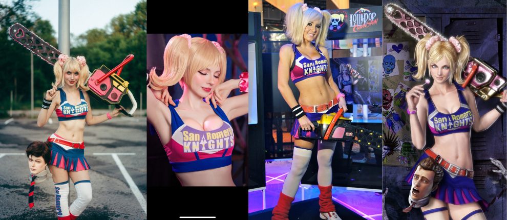 From left to right: Marty Cipher, PeachMilky, Jessica Nigri (2012) and Juliet Starling (game art)