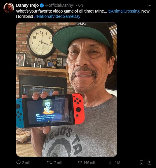 Danny Trejo's favorite video game is Animal Crossing: New Horizons