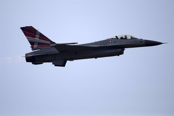 File - Archive image of a Danish F-16 fighter