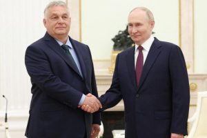 Hungarian Prime Minister Viktor Orban and Russian President Vladimir Putin in Moscow.