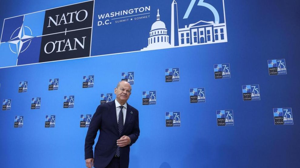 German President Olaf Scholz at the NATO summit in Washington on Thursday.