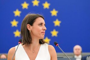 Irene Montero, during the presentation of her candidacy to preside over the European Parliament this Tuesday in Strasbourg