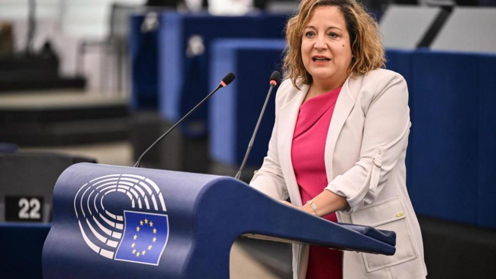 The head of the European Socialists, Iratxe García, during the debate on Ukraine in Strasbourg