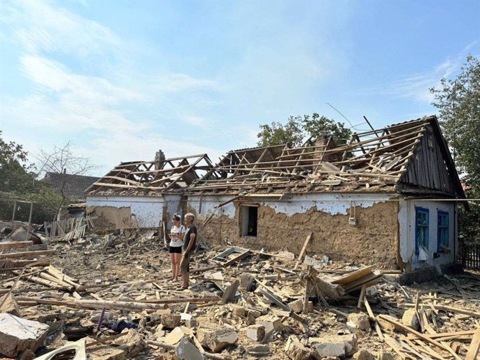 Destroyed building in Kherson, Ukraine (archive)