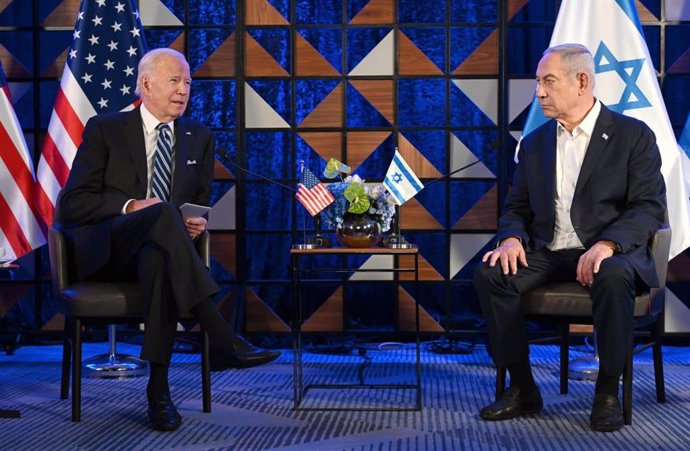 File - File image of US President Joe Biden (left) and Israeli Prime Minister Benjamin Netanyahu (right)