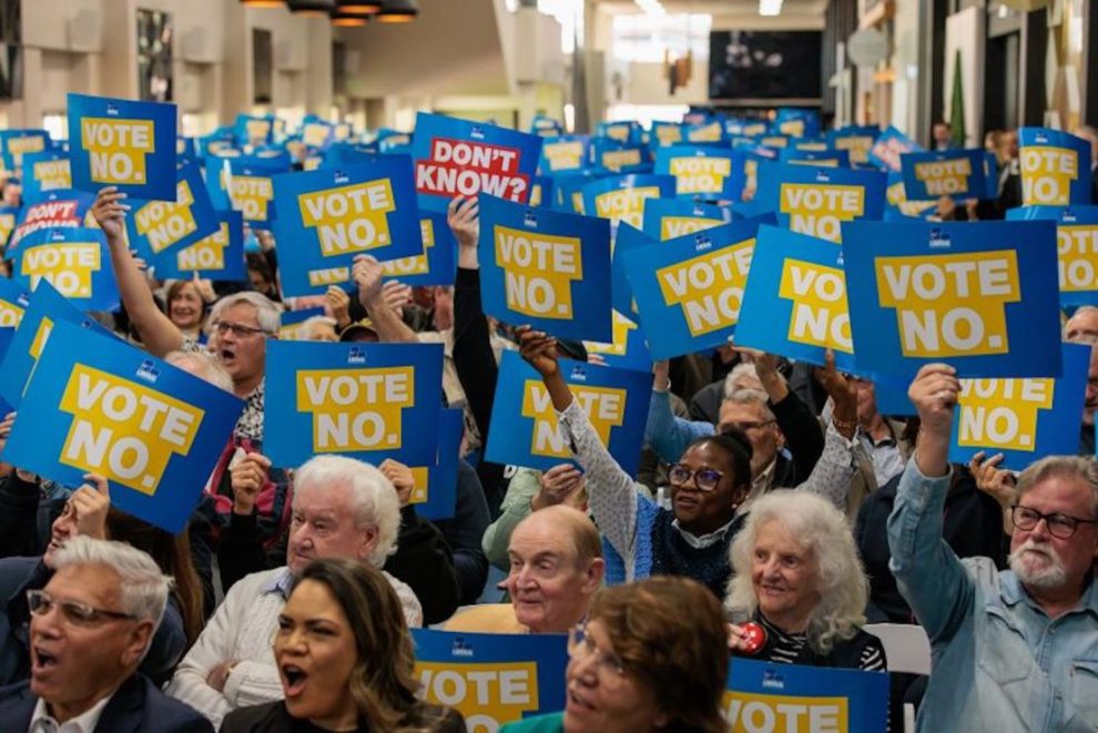 Audience members react during the WA Liberals' failure to launch a campaign in Perth, Sunday, August 20, 2023.