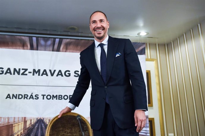 File - Businessman András Tombor gives a press conference at the Wellington Hotel, on July 3, 2024, in Madrid (Spain)