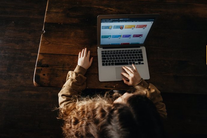 Girl using a laptop