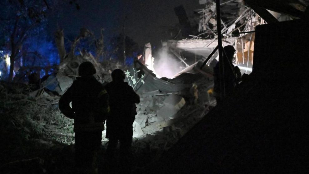 A hotel destroyed by Russian missiles in Kramatorsk, Donetsk region.