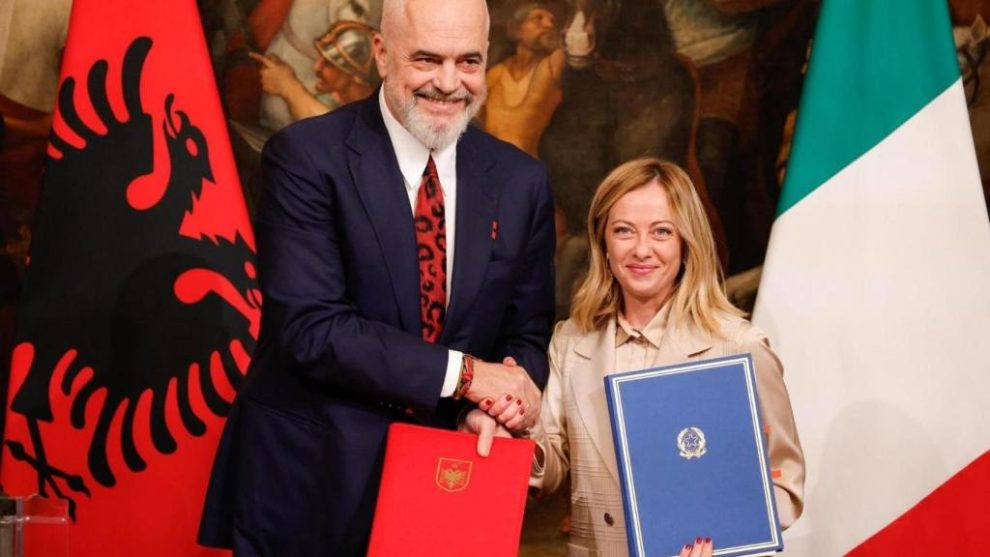 Albanian Prime Minister Edi Rama has signed an agreement to create two reception centres for migrants in the Balkan country together with his Italian counterpart Giorgia Meloni.