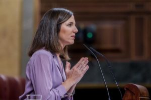 The general secretary of Podemos, Ione Belarra, speaks during a plenary session in the Congress of Deputies, on September 24, 2024, in Madrid.