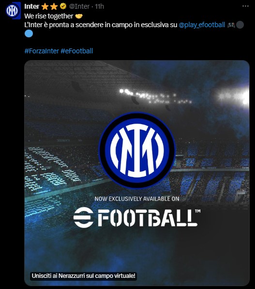 Inter Milan will be exclusive to eFootball