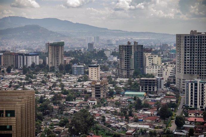 File - 04 May 2023, Ethiopia, Addis Ababa: A general view of Addis Ababa, the capital of Ethiopia, from the African Union building. Photo: Michael Kappeler/dpa