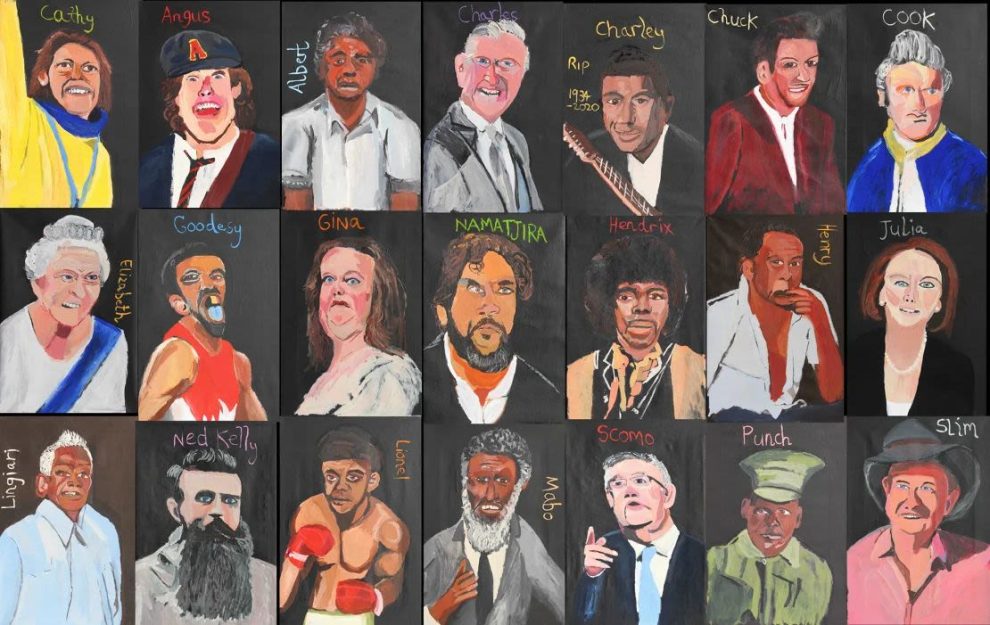 Rinehart's painting is one of 21 portraits by artist Vincent Namatjira featured in his exhibition