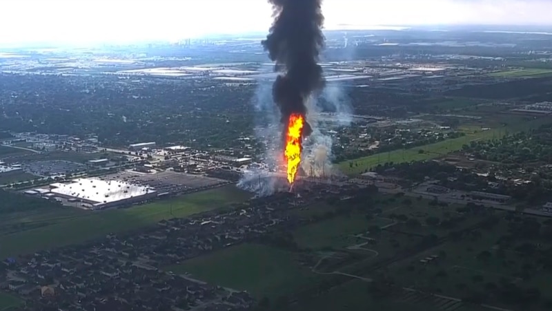 Authorities evacuate area near Houston after pipeline explosion and fire