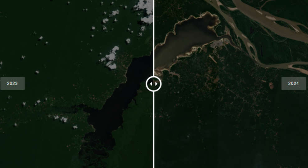 Satellite images of the Río Negro from September 12, 2021 versus September 16, 2024 Copernicus Satellite,