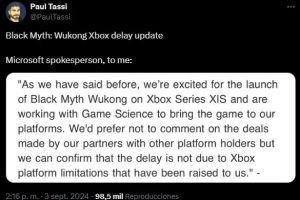 Microsoft doesn't take its finger off the line and hints at a Black Myth: Wukong deal for PS5