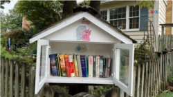 Sharing with the community is the motivation of people in the US who decide to place these little book houses in their homes. [Foto: Natalia López/VOA]