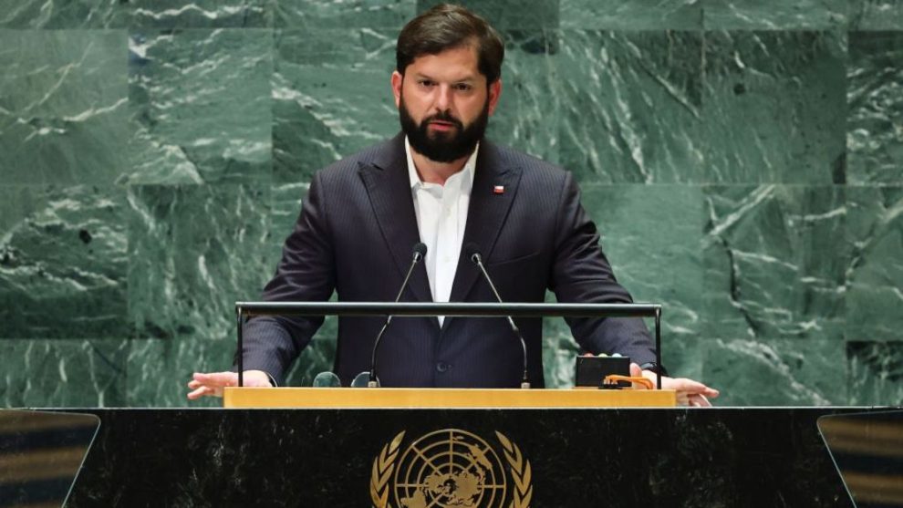 Chilean President Gabriel Boric speaks during the United Nations General Assembly (UNGA) at United Nations Headquarters on September 24, 2024 in New York City. Credit: Michael M. Santiago/Getty Images.