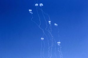 File - Israel's air defenses intercept rockets