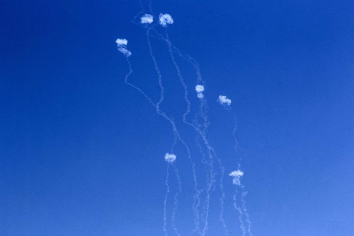 File - Israel's air defenses intercept rockets