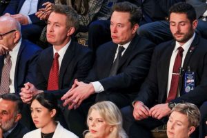 Tesla CEO Elon Musk, top row, second from right, is seen during a joint session of Congress at the U.S. Capitol in Washington, DC, July 24, 2024. (Credit: Kevin Mohatt/Reuters/File)