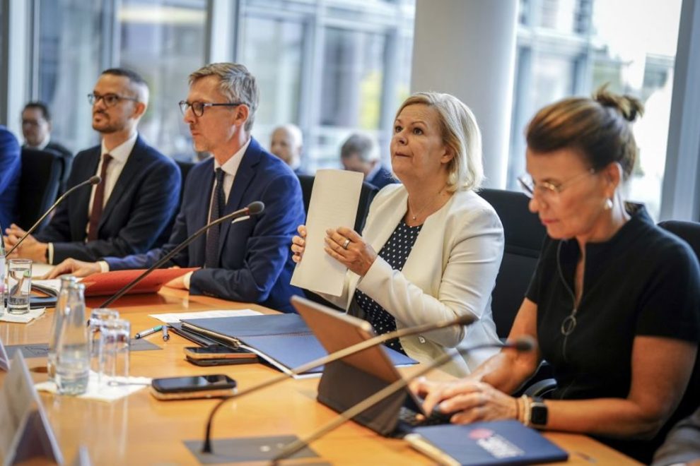 Interior Minister Nancy Faeser takes part in a special session of the Bundestag focusing on the Solingen knife attack. Credit: Kay Nietfeld/picture-alliance/dpa/AP