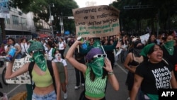 Women shout slogans during the International Safe Abortion Day in Mexico City on September 28, 2024. AFP