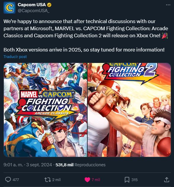 Marvel vs. Capcom Fighting Collection: Arcade Classics and Capcom Fighting Collection 2 are coming to Xbox