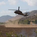 Israeli helicopter near the border with Lebanon