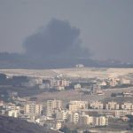 Column of smoke following an Israeli Army bombardment of Marjayoun, southern Lebanon (file)