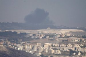 Column of smoke following an Israeli Army bombardment of Marjayoun, southern Lebanon (file)