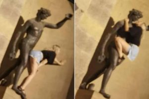 Over the weekend, a young woman was recorded kissing, touching and rubbing against a statue of Bacchus, god of wine and sensuality, in Florence.