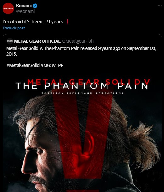 Konami lit up the networks with this publication about Metal Gear Solid V