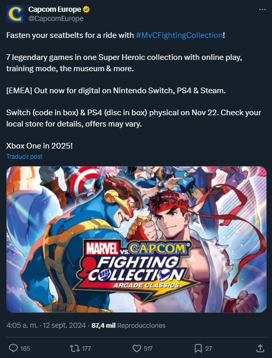 Marvel vs. Capcom Fighting Collection coming to Switch without a cartridge in Europe