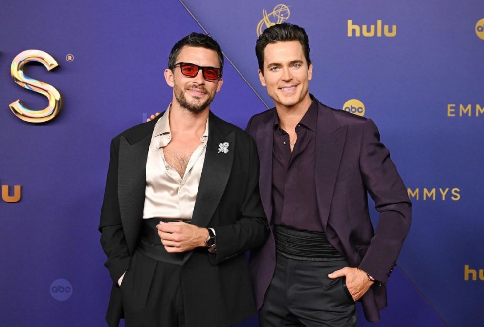 Jonathan Bailey and Matt Bomer at the 76th Primetime Emmy Awards held at the Peacock Theatre on September 15, 2024 in Los Angeles, California.